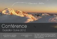 Conférence : Expédition Bolivie 2012. Le jeudi 27 décembre 2012 aux Allues. Savoie. 